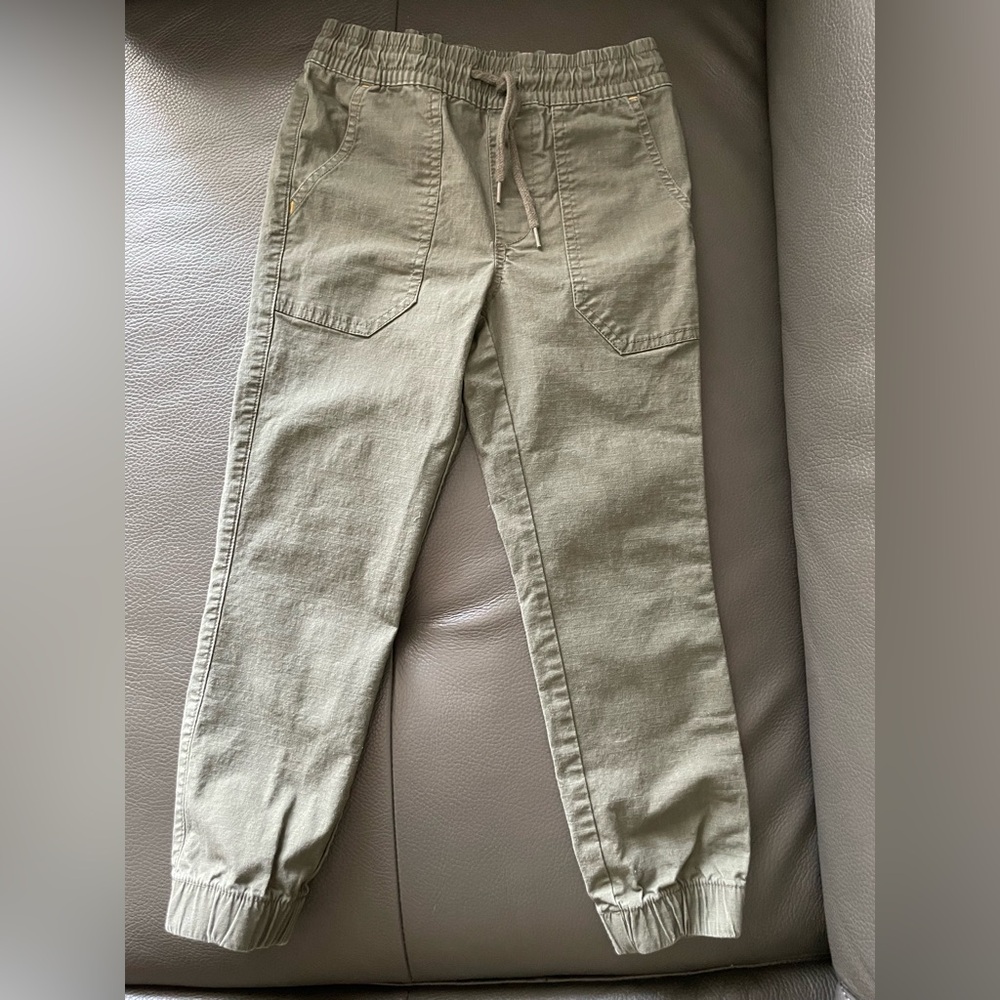 97% Cotton Olive Green Elastic Waist Jogger Pants